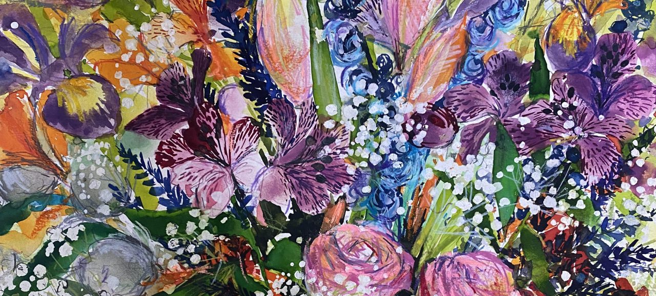 Mixed Media Painting – Summer Flowers
