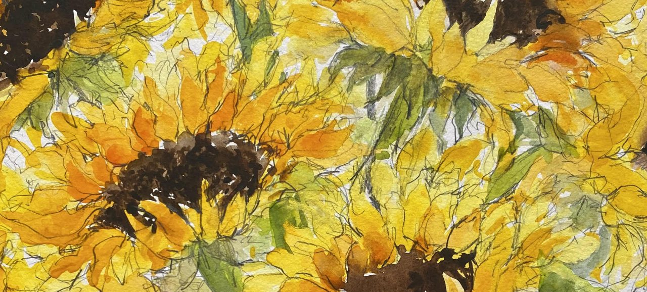 Mixed Media Painting – Sunflowers