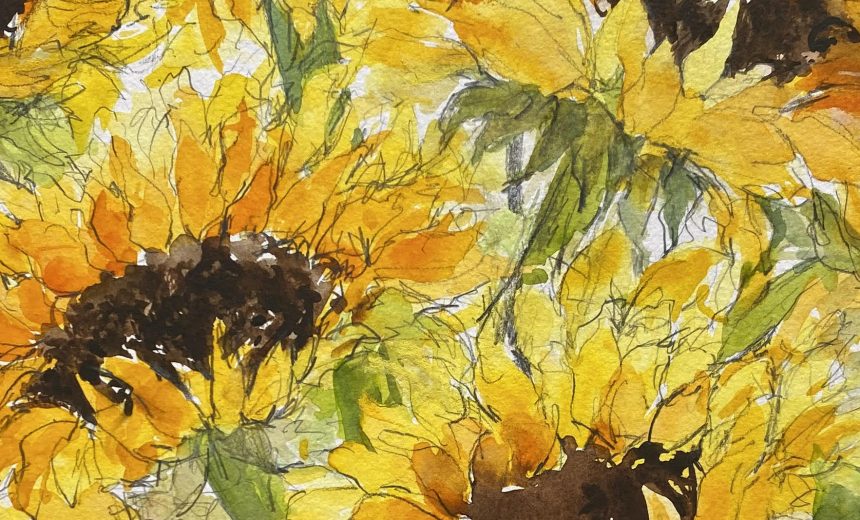 Mixed Media Painting – Sunflowers